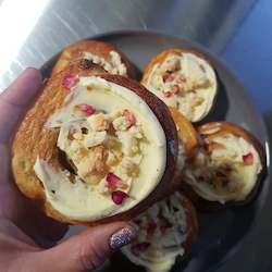 Raspberry + White Chocolate Sroll