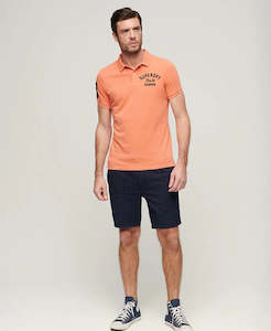 Superdry Applique Classic Fit Polo - Sunburst Coral