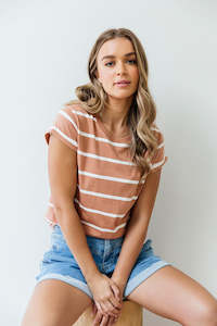 Foxwood Manly Stripe Tee - Clay