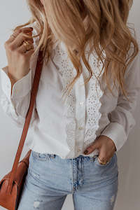 PRICKLE & POLLY - Hazel Lace Crochet Trim Shirt