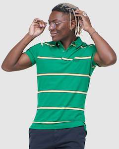 Mens Superdry: SUPERDRY-Academy Stripe Polo Varsity Green