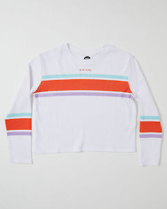 EVE GIRL FLORENCE L/S WAFFLE TEE - White