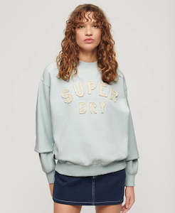 Superdry Applique Athletic Loose Sweat - Sea Salt Blue