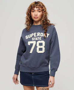 SUPERDRY APPLIQUE ATHLETIC LOOSE SWEAT - MONTAUK NAVY