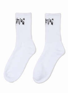 FEDERATION INKED SOCKS 2 PACK M/L - WHITE/BLACK