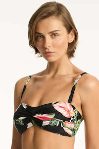 SEA LEVEL SUNDOWN TWIST BANDEAU TOP - Black