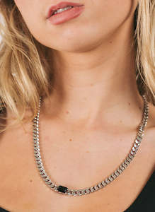 Accessories: FEDERATION BIG CHAIN NECKLACE - SILVER/BLACK