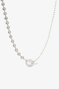 ANTLER NECKLACE BALL CHAIN LARIAT WITH FOB - SILVER