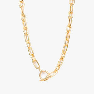 Accessories: ANTLER NECKLACE HEAVY LINK FOB - GOLD