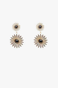 Antler Earrings - Gold & Black Sun Ray