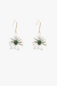 ANTLER EARRINGS  - SHASTA DAISY - WHITE