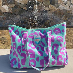 Totes: HAPPY TRIBE TOTES - Teal/Purple