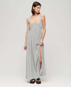 Superdry Tie Back Maxi Dress - Mono Cross Geo