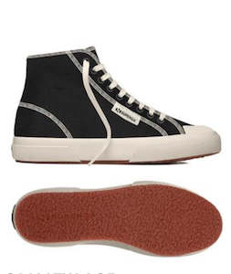 Supergra: SUPERGA DRILL OVERLOCK STITCHING - Black / Off White