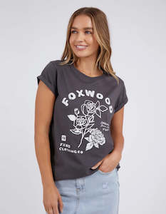 Foxwood Activewear: FOXWOOD ROSETTE TEE - WASHED BLACK