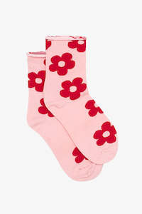 ANTLER SOCKS - RED DAISIES