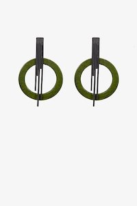 Accessories: ANTLER EARRINGS - ARIA - KHAKI & BLACK