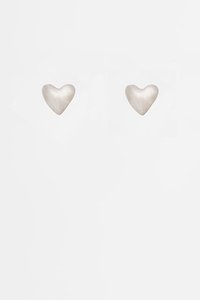 Antler Earrings  - Mini Heart Stud - Silver