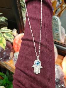 Evil Eye in Hamsa Necklace