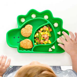 Divided Plates: Bumkins | Silicone Grip Dish - Dinosaur