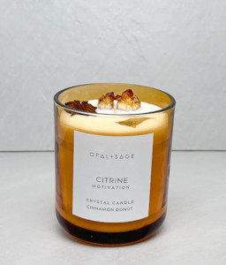 OPAL + SAGE - CITRINE CRYSTAL CANDLE