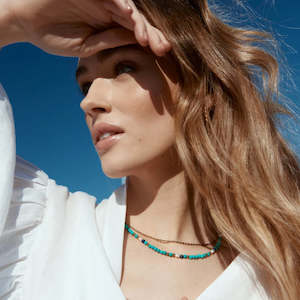 Womenswear: SILK & STEEL - SORRENTO NECKLACE TURQUOISE GOLD NECKLACE