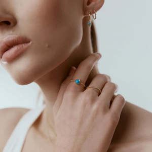 Womenswear: SILK & STEEL - SUPERFINE TURQUOISE ROPE RING GOLD