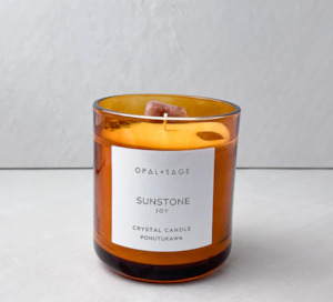 OPAL + SAGE - SUNSTONE CRYSTAL CANDLE