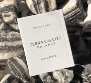 OPAL + SAGE - BOXED CRYSTAL - ZEBRA CALCITE