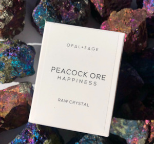 OPAL + SAGE - PEACOCK ORE BOXED CRYSTAL