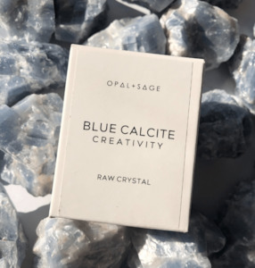 Opal + Sage - Boxed Crystal - Blue Calcite