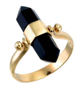 Womenswear: TIGER FRAME - BLACK ONYX SWIVEL RING - GOLD