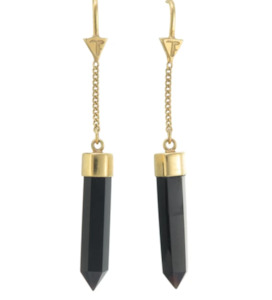 Tiger Frame - Earrings - Black Onyx Pull Through - Gold