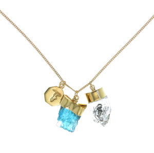 Tiger Frame - Superpower Charm Necklace - Apatite & Diamond Quartz