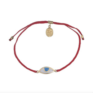 Tiger Frame - Eye Protection Bracelet - Red With Sky Blue Eye, Gold