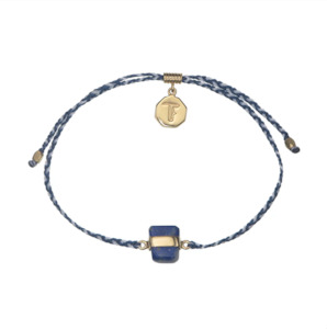 TIGER FRAME - LAPIS LAZULI BLESSING BRACELET - BLUE & WHITE, GOLD