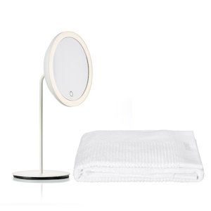 Battery Powered: Zone Denmark LED Tabletop Mirror, 5x + Bonus Bath Towel