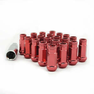 Wheel Nuts: Extended Open  End Steel Wheel Nuts - Red