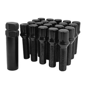 Wheel Bolts: 20PCS + Key Audi Volkswagen 47mm Spline Drive Extended Wheel Bolts - M14X1.5 Black