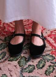 Flower: Mary Jane Velvet Slippers | Black