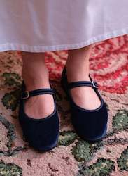 Flower: Mary Jane Velvet Slippers | Navy