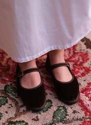 Flower: Mary Jane Velvet Slippers | Brown