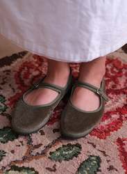 Flower: Mary Jane Velvet Slippers | Green