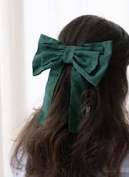 Flower: Large Hair Bow - Emerald Green