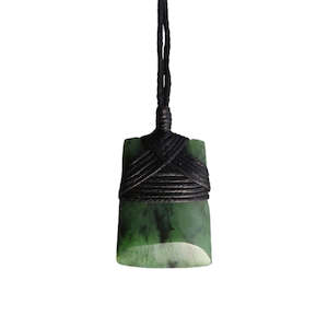 Greenstone: Small Pounamu Greenstone Pendant bound with black cord