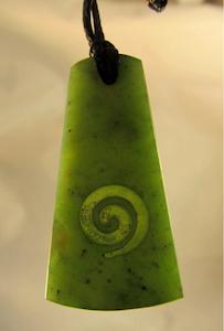 Greenstone Wedge Pendant with Koru