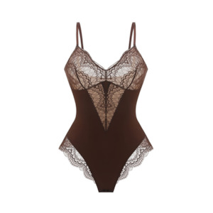 LACE BODYSUIT - BROWN