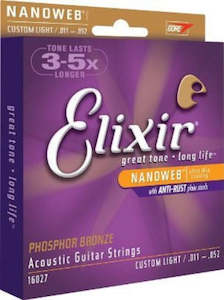 Elixir - Nanoweb Phosphor Bronze Acoustic Guitar Strings - 11/52