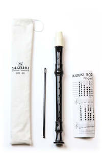 Suzuki Soprano Recorder - Black with White Mouthpiece