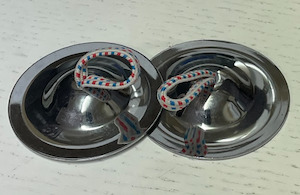 Finger Cymbal Pair - Red/Blue/White Thread